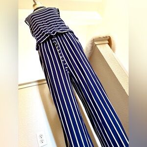 NWT 2X Striped Navy Soft Comfy Jumpsuit